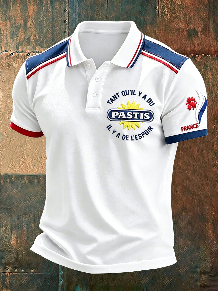 Polo décontracté pour homme à imprimé pastis français
