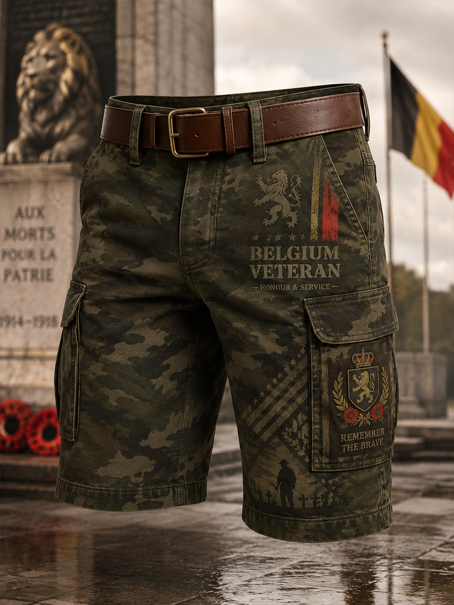 Shorts cargo camouflage pour homme aux motifs commémoratifs militaires