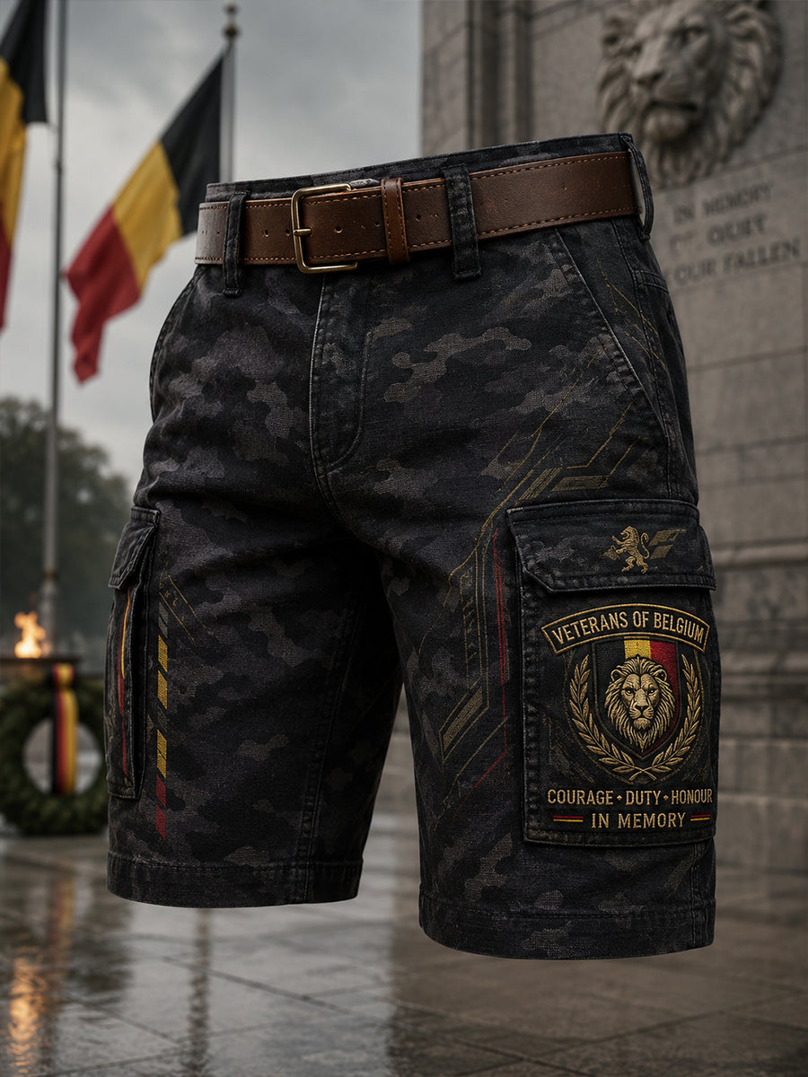Shorts cargo camouflage pour homme aux motifs commémoratifs militaires