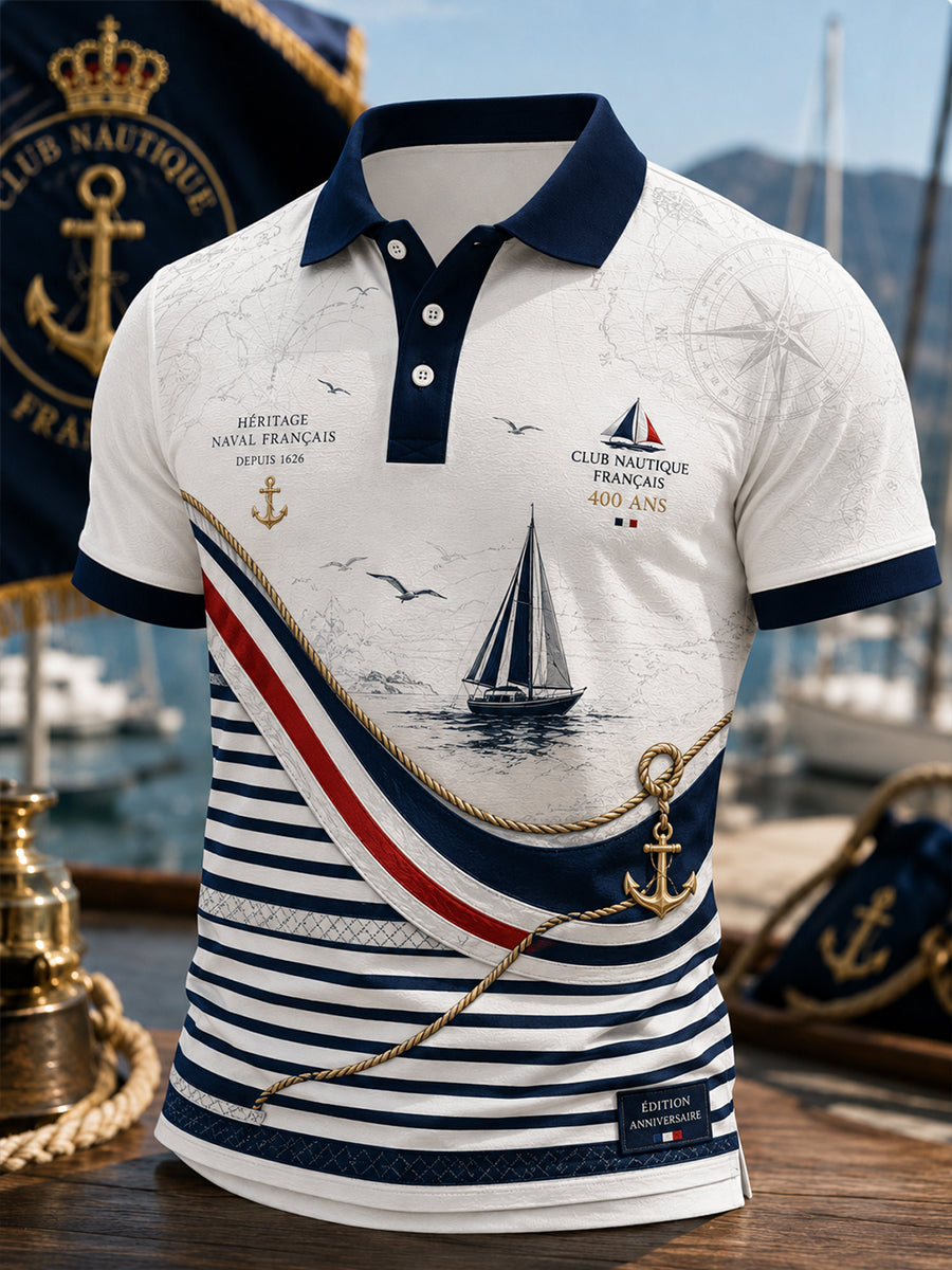 Chemise à manches courtes bleu marine pour homme