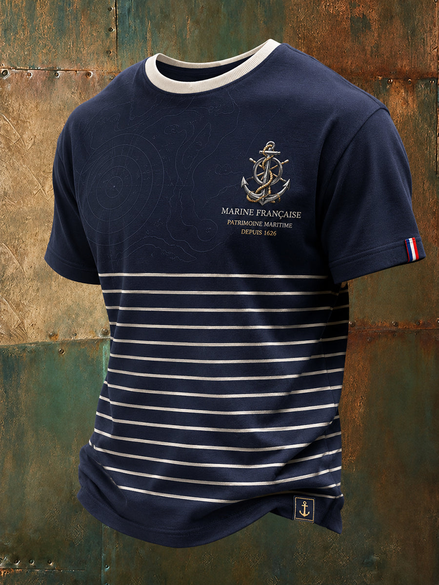 Chemise à manches courtes bleu marine pour homme