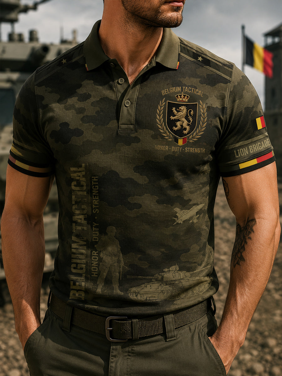 Polo à manches courtes pour homme avec imprimé graphique en hommage aux anciens combattants