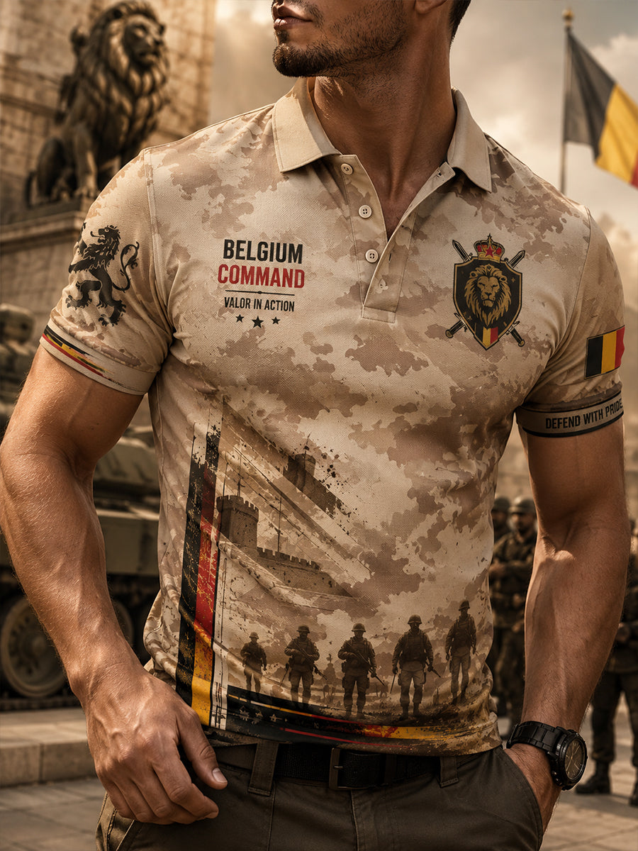 Polo à manches courtes pour homme avec imprimé graphique en hommage aux anciens combattants