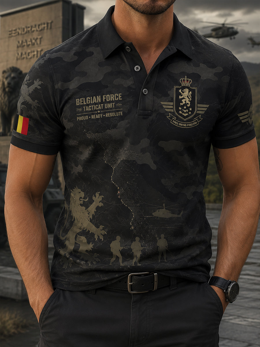 Polo à manches courtes pour homme avec imprimé graphique en hommage aux anciens combattants