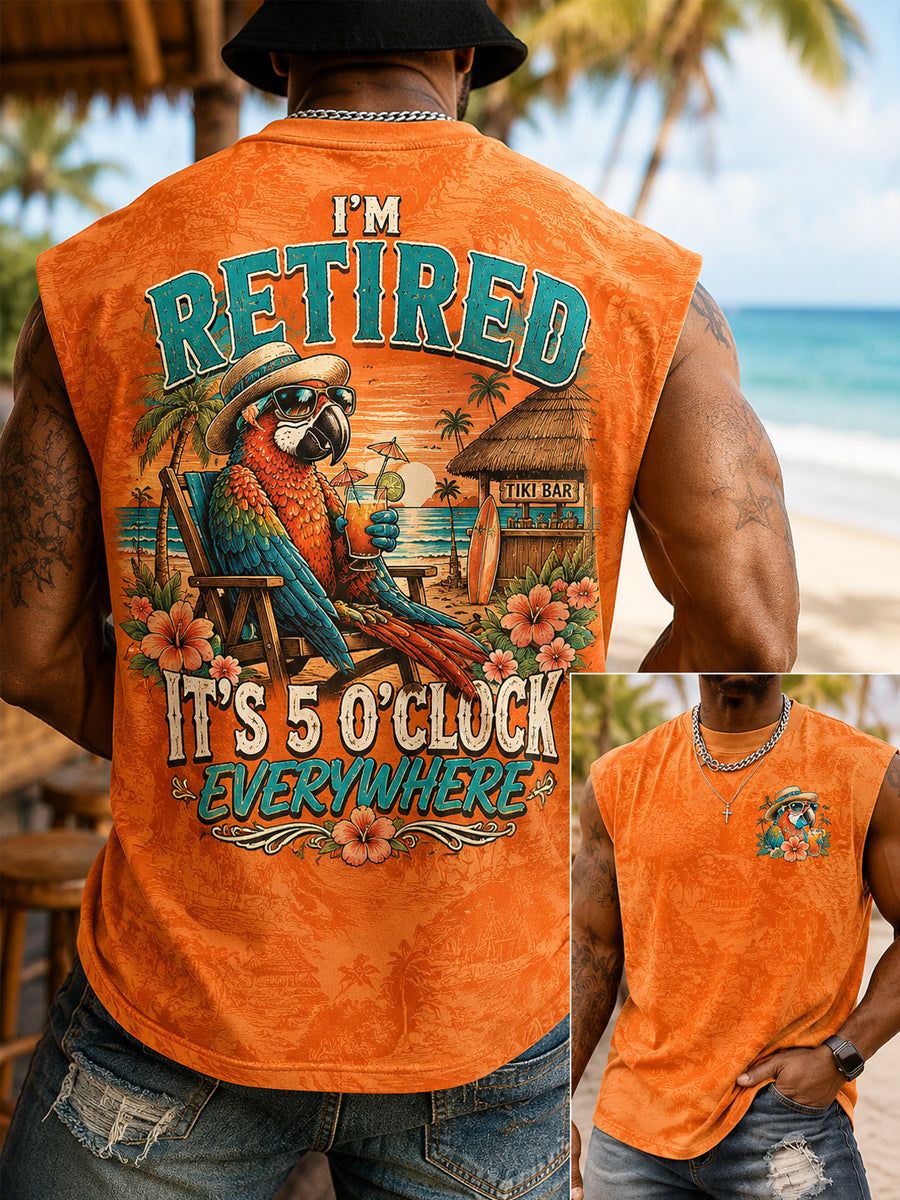 Veste décontractée à imprimé perroquet I'm Retired It's 5 O'clock Everywhere pour homme