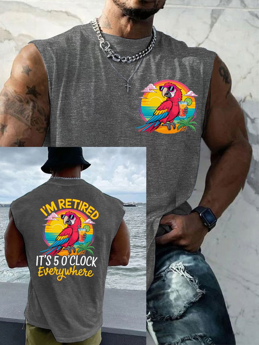 Débardeur décontracté LI'm Retired It's 5 O'clock Everywhere Parrot pour homme
