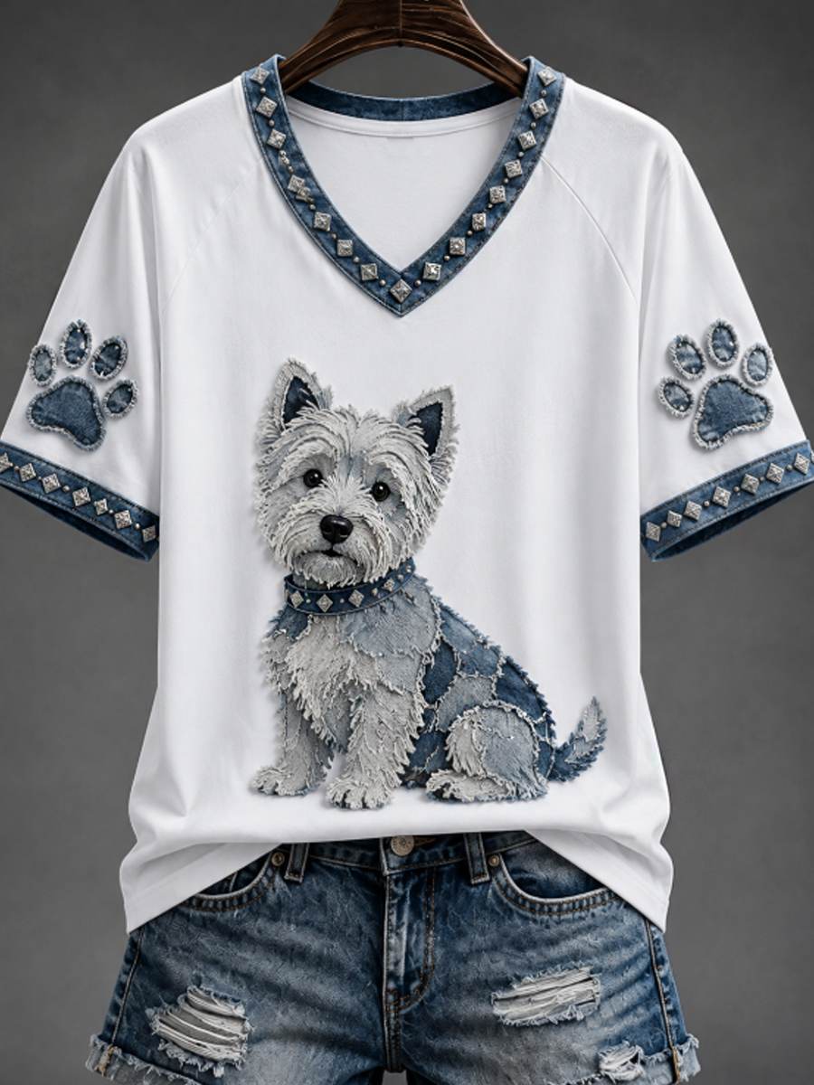 T-shirt femme à col en V et épaules dénudées, manches courtes