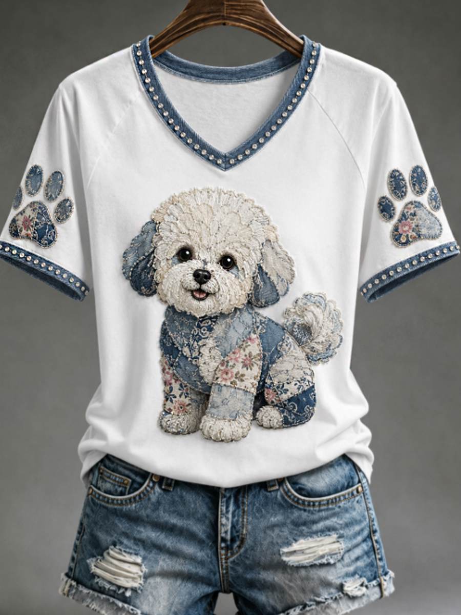 T-shirt femme à col en V et épaules dénudées, manches courtes