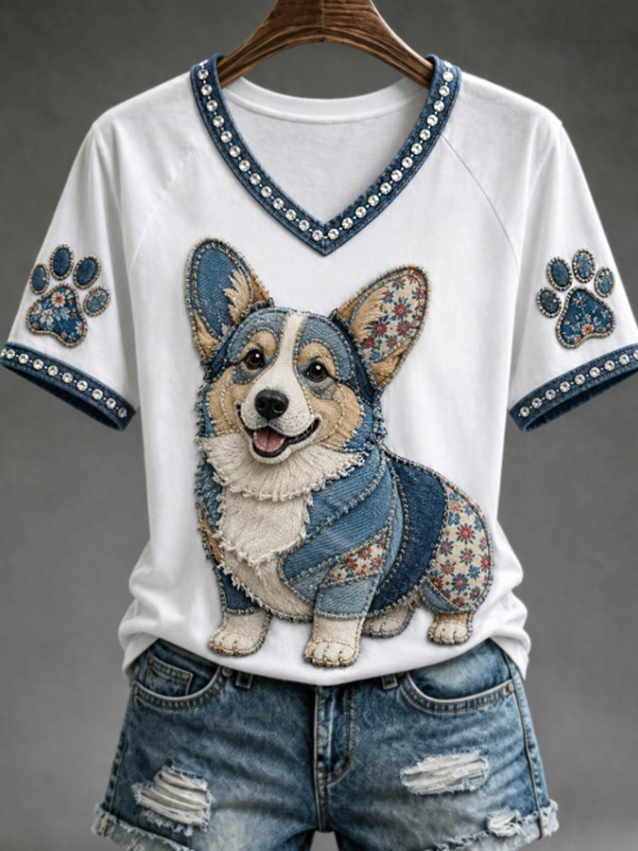 T-shirt femme à col en V et épaules dénudées, manches courtes