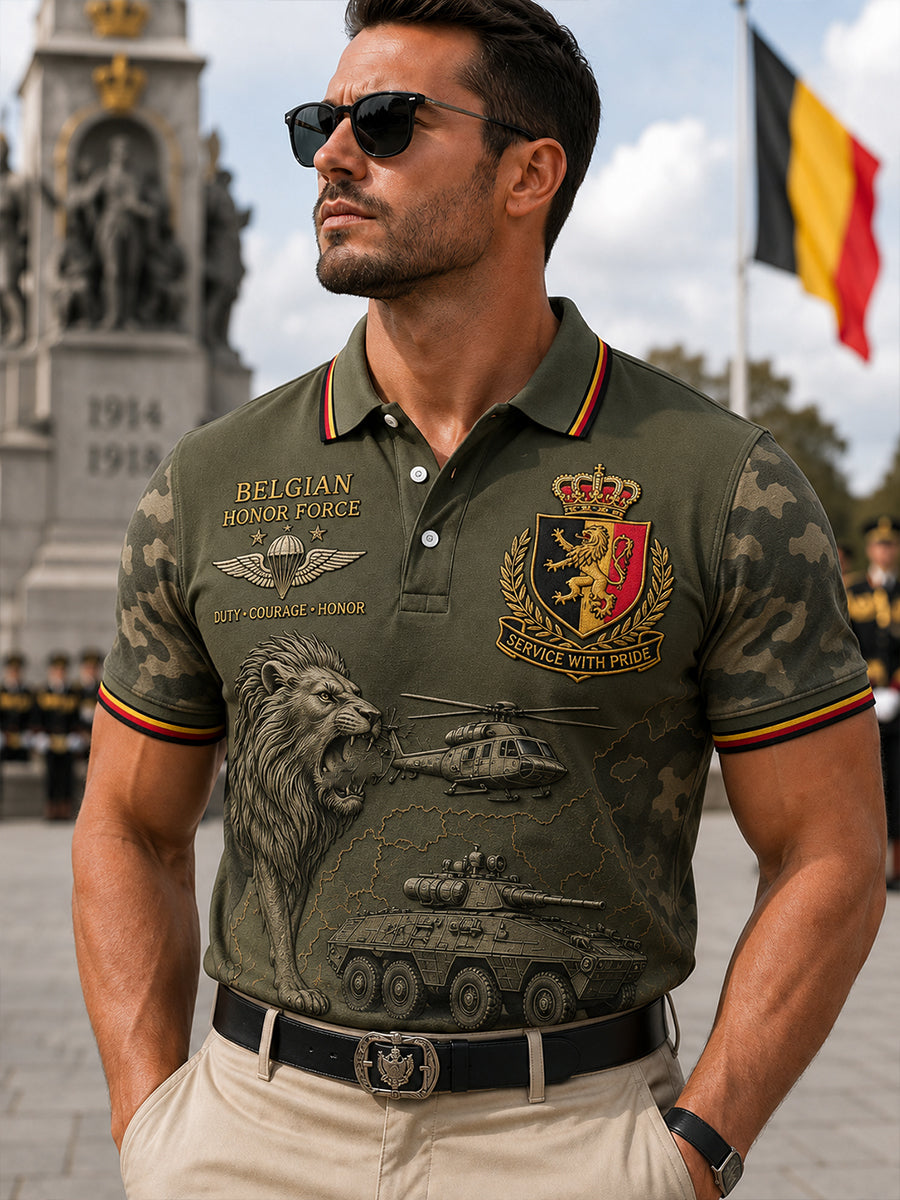 Polo à manches courtes pour homme avec imprimé camouflage militaire