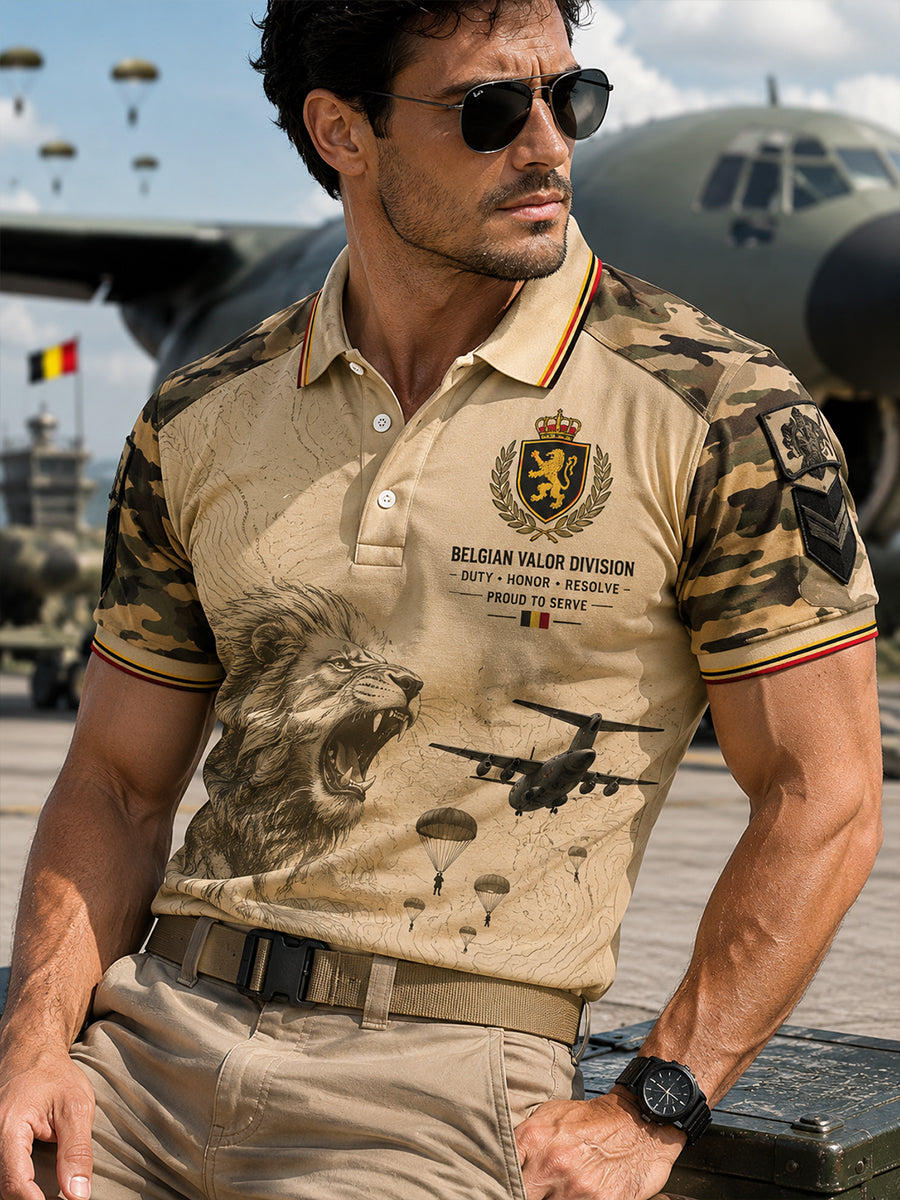 Polo à manches courtes pour homme avec imprimé camouflage militaire