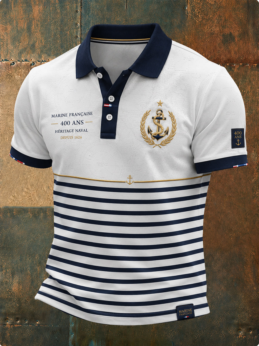 Chemise Homme Marine Française À Manches Courtes