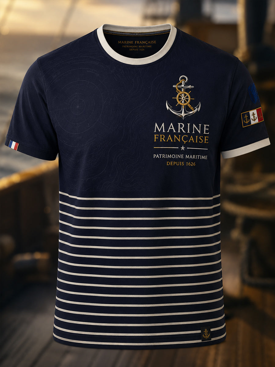 Chemise à manches courtes de la Marine française pour homme