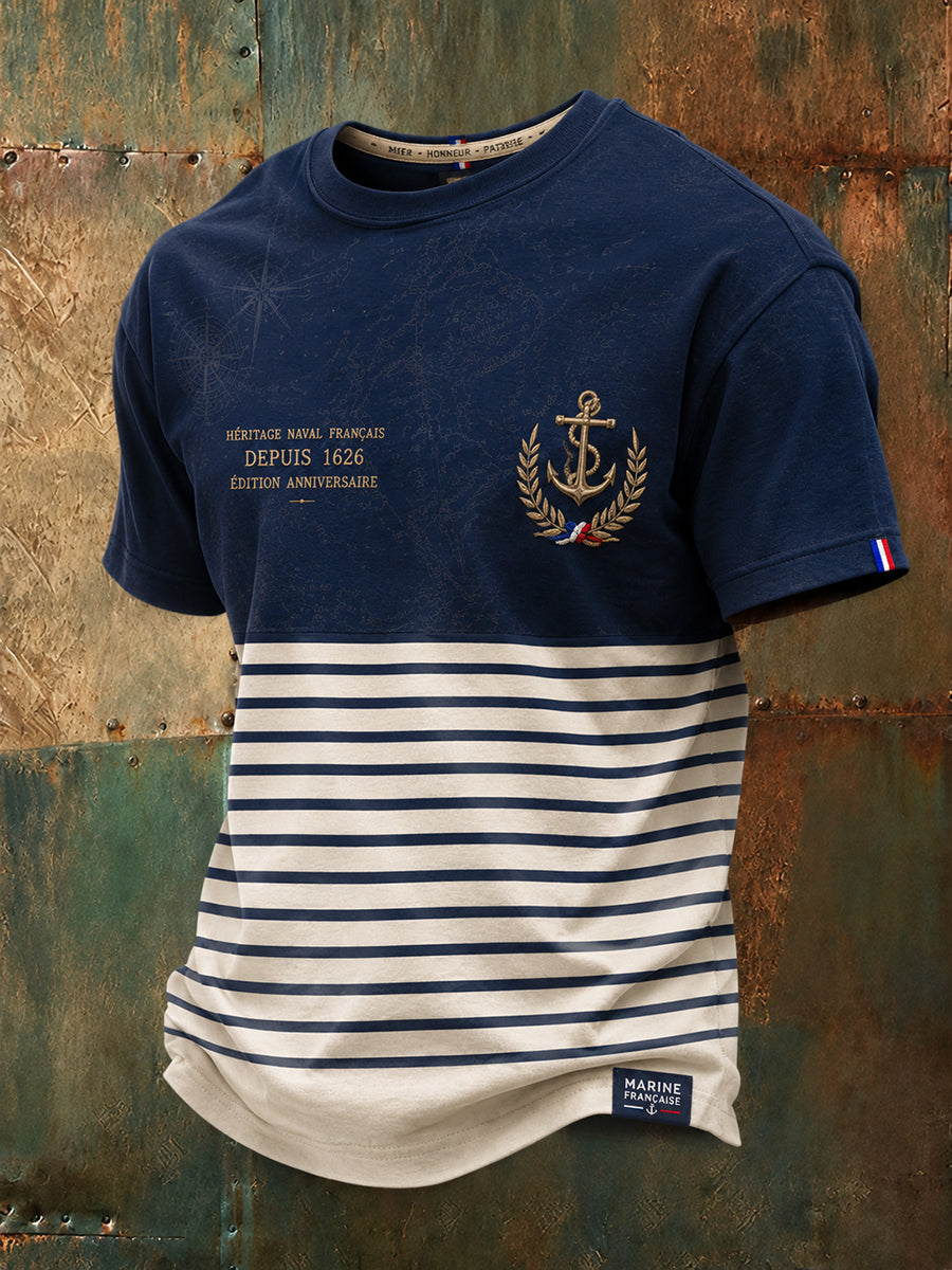 Chemise à manches courtes de la Marine française pour homme