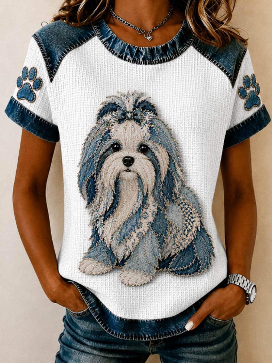 T-shirt décontracté à manches courtes pour femme
