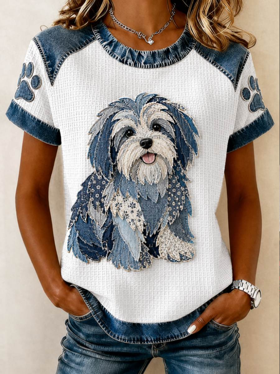 T-shirt décontracté à manches courtes pour femme