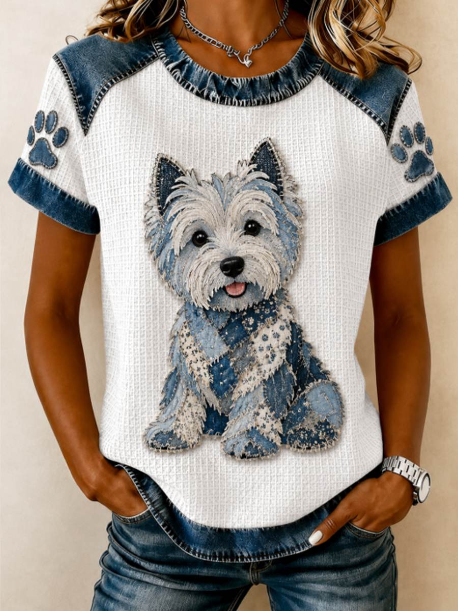 T-shirt décontracté à manches courtes pour femme