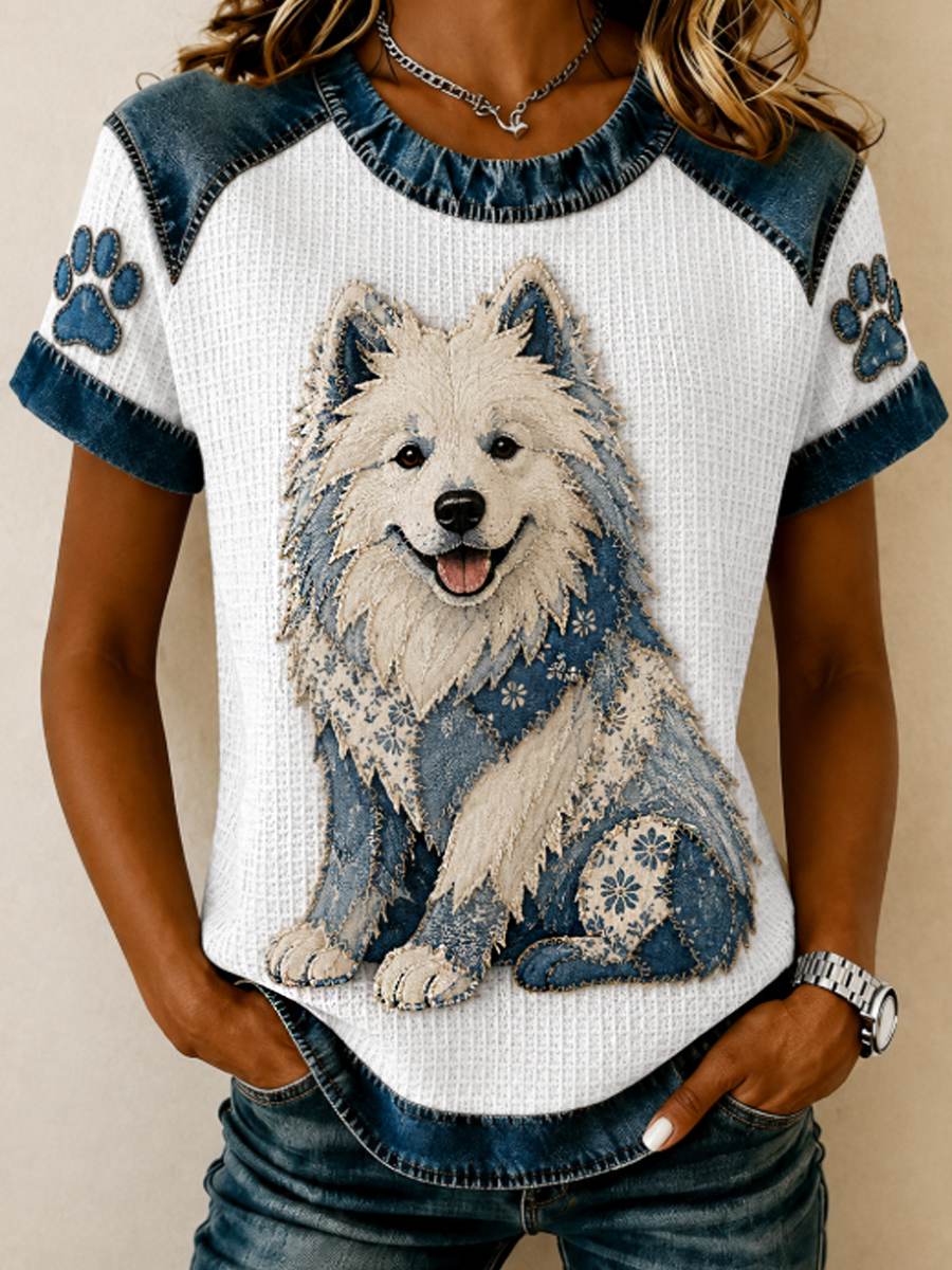T-shirt décontracté à manches courtes pour femme