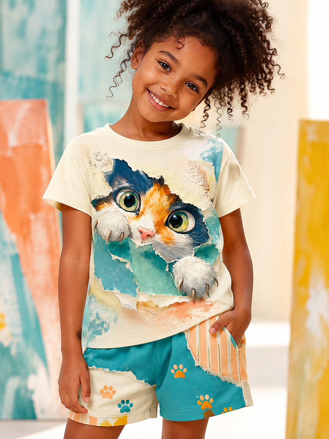 Ensemble de t-shirts à manches courtes pour enfants, motifs animaux