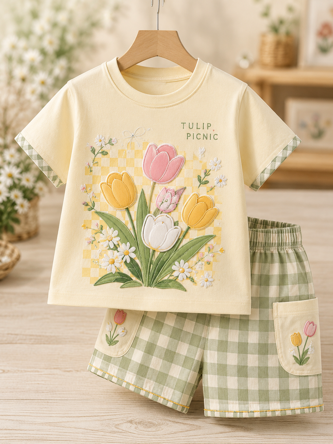 Ensemble de chemise à manches courtes Flowers pour enfants