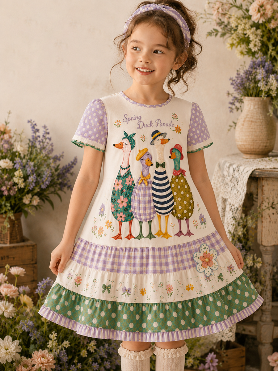 Robe décontractée à imprimé d'art d'animaux pour enfants