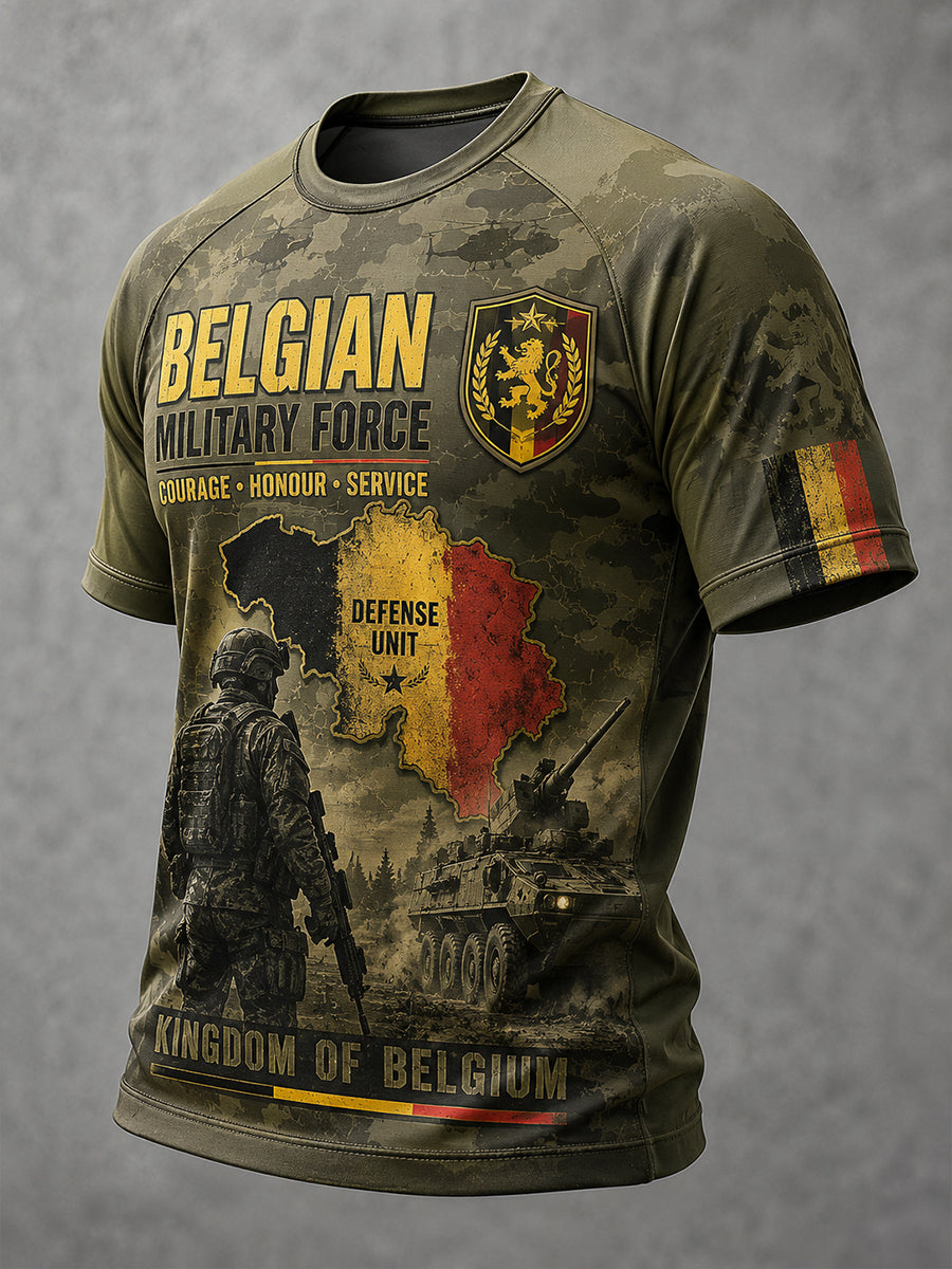 T-shirt homme à manches courtes aux imprimés vintage camouflage et militaire