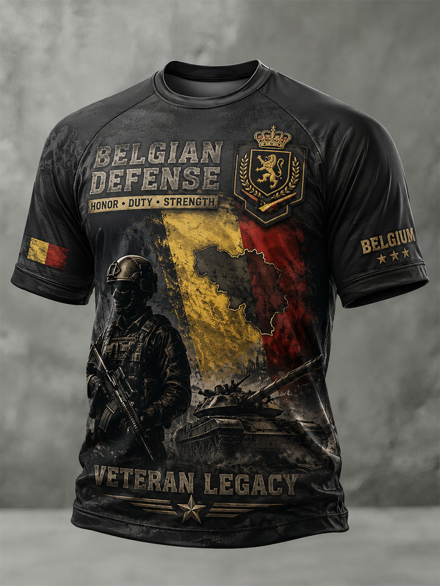 T-shirt homme à manches courtes aux imprimés vintage camouflage et militaire