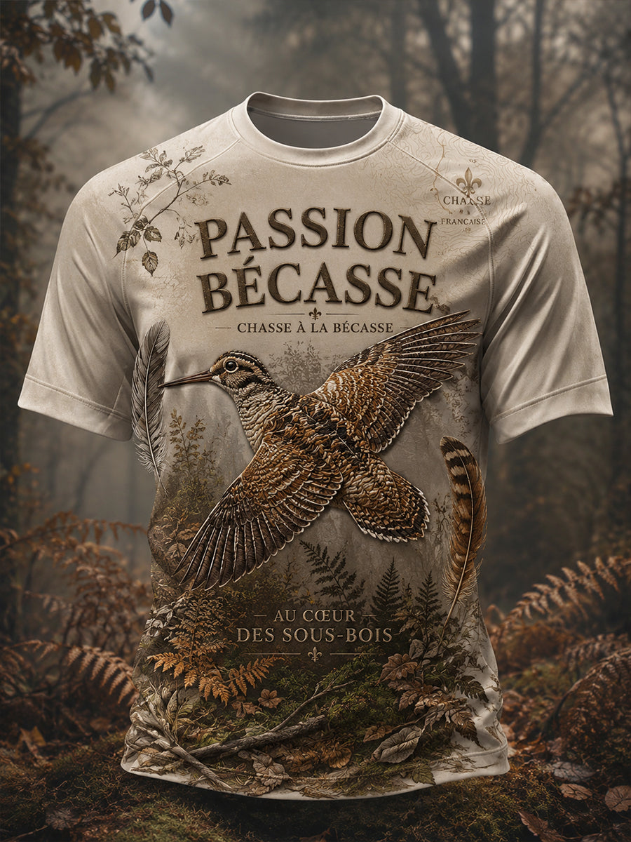 T-shirt à manches courtes pour la saison de chasse française masculine