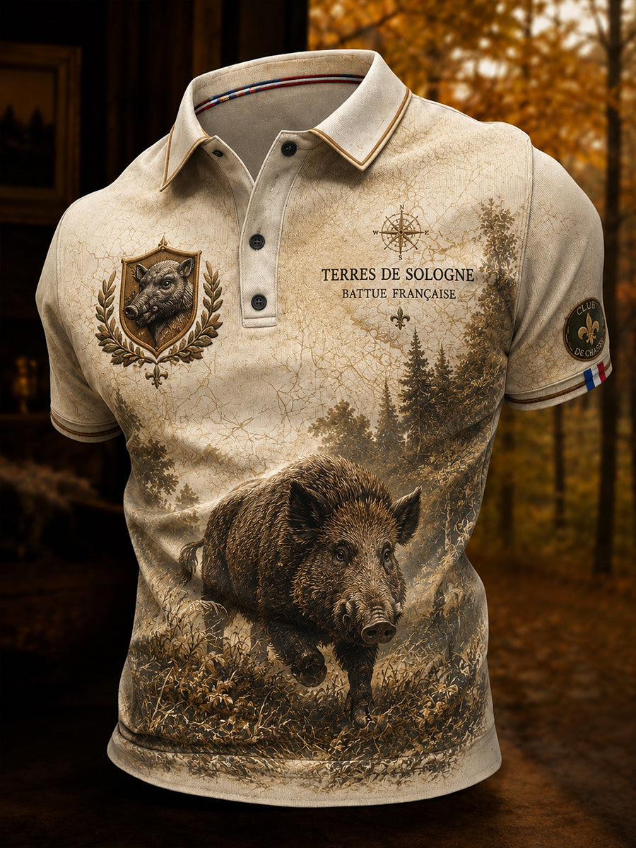 T-shirt manches courtes de chasse à la française pour homme