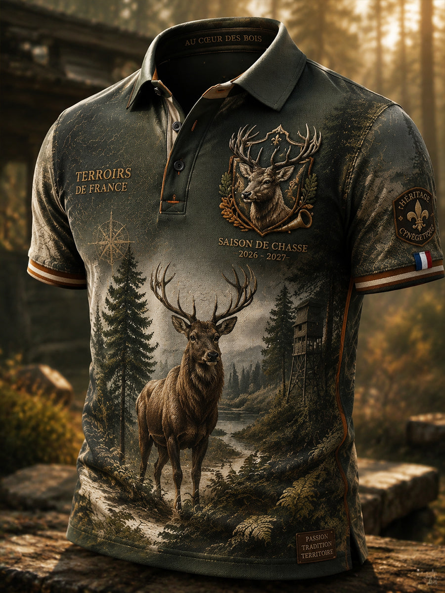 T-shirt manches courtes de chasse à la française pour homme