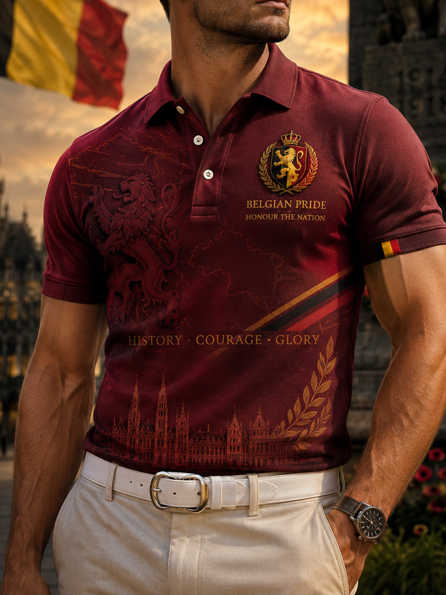 Polo Homme À Manches Courtes Avec Imprimé Commémoratif Patriotique