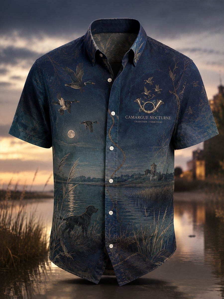 Chemise de plage décontractée de la saison de chasse française pour hommes à manches courtes
