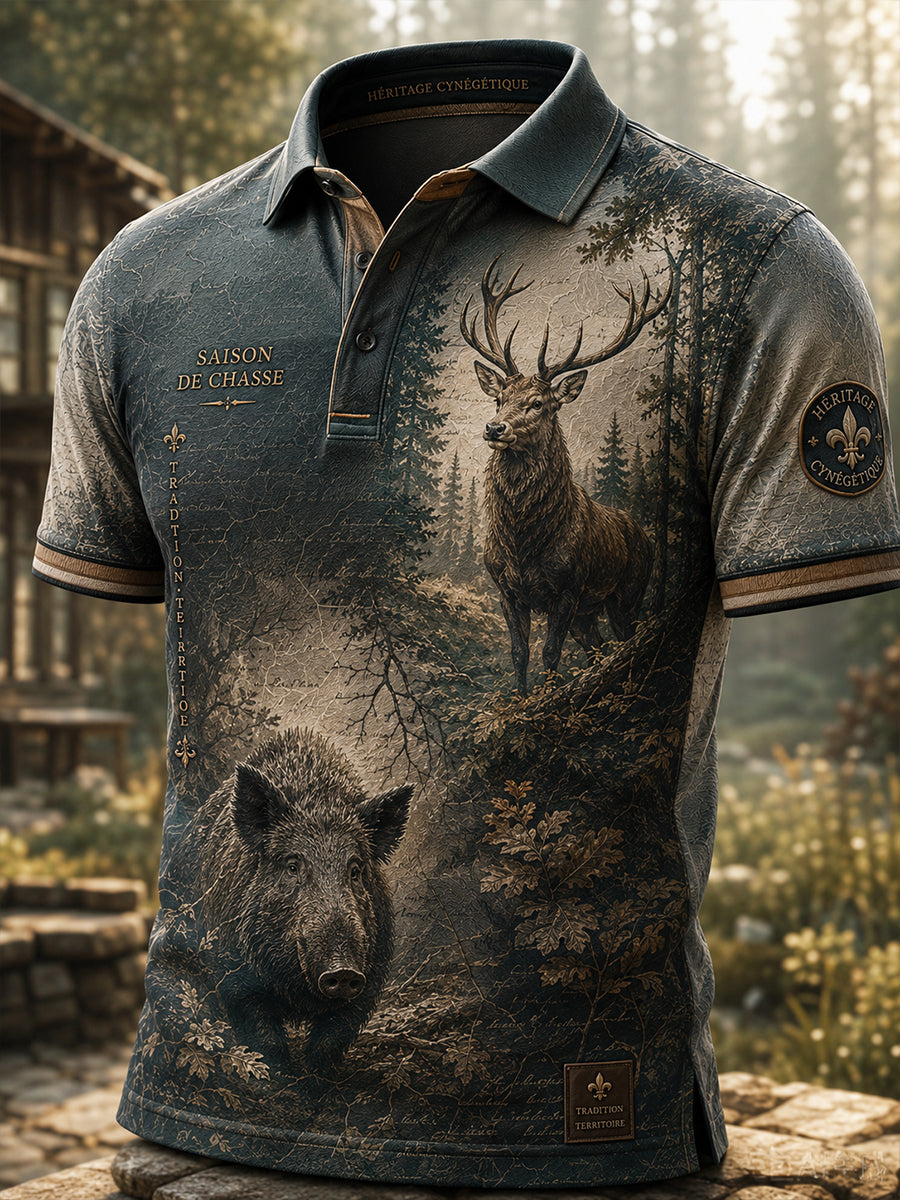 T-shirt à manches courtes pour la saison de chasse française, modèle homme