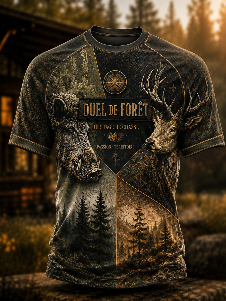 T-shirt à manches courtes pour la saison de chasse française, modèle homme