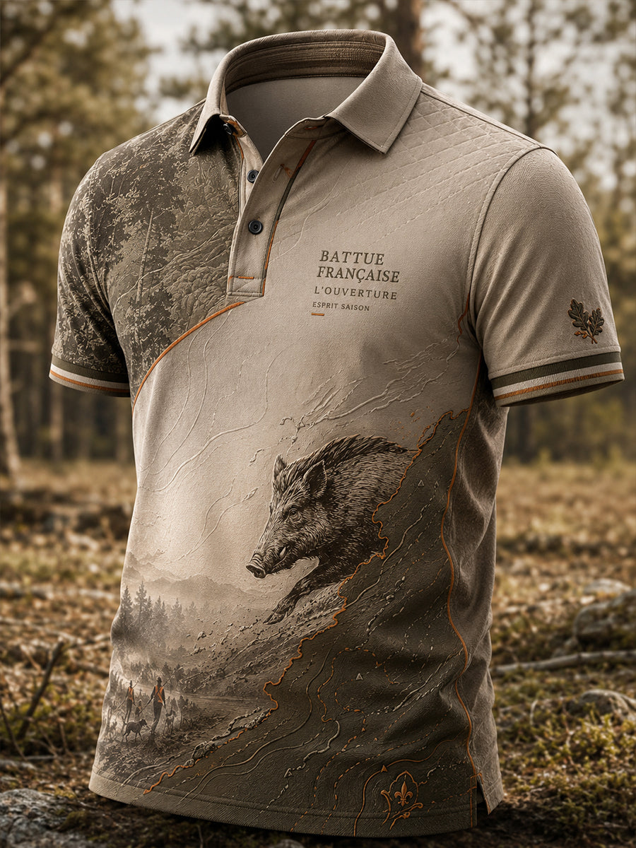 T-shirt à manches courtes pour la saison de chasse française, modèle homme