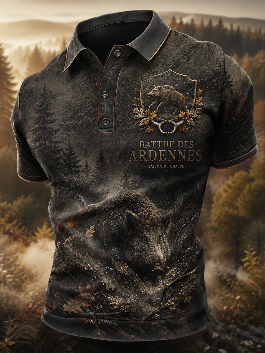 T-shirt à manches courtes pour la saison de chasse française, modèle homme
