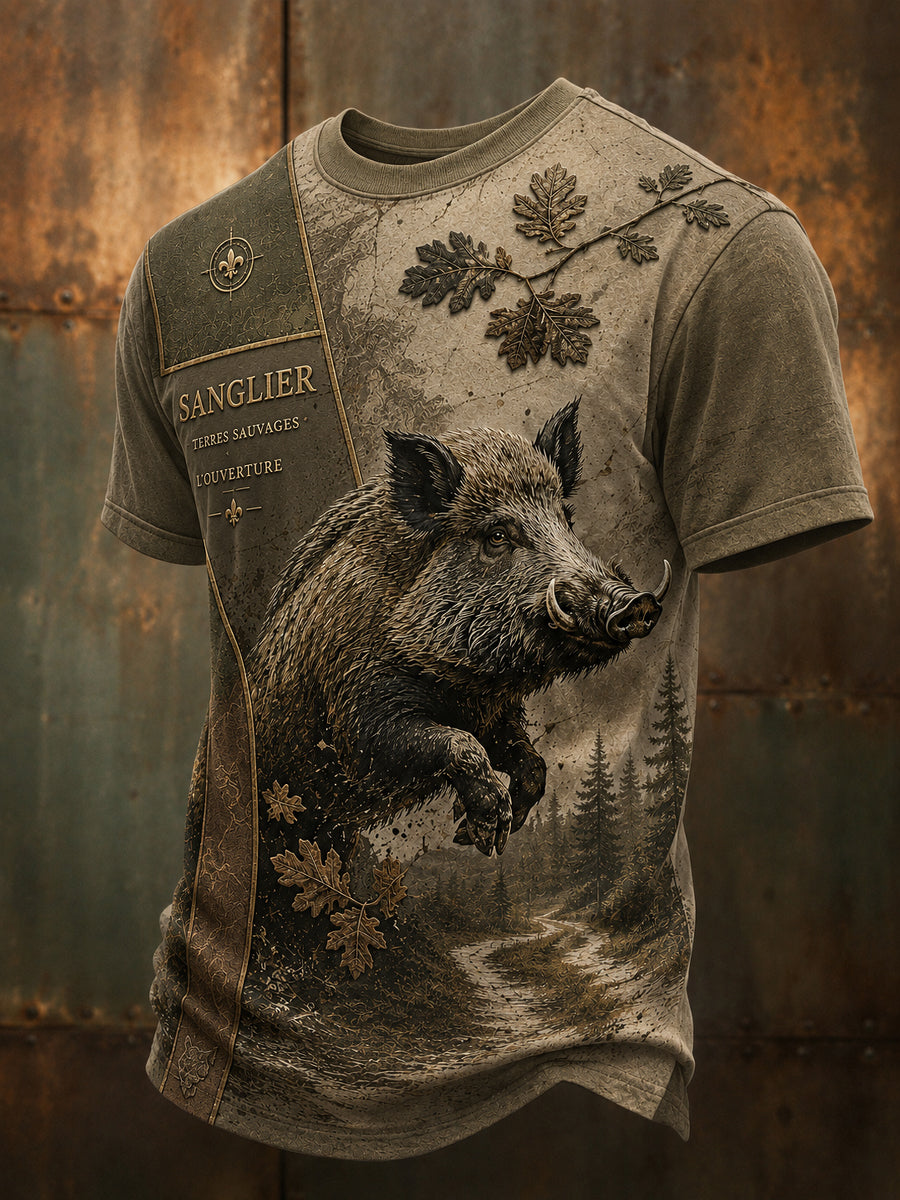 T-shirt à manches courtes pour la saison de chasse française, modèle homme