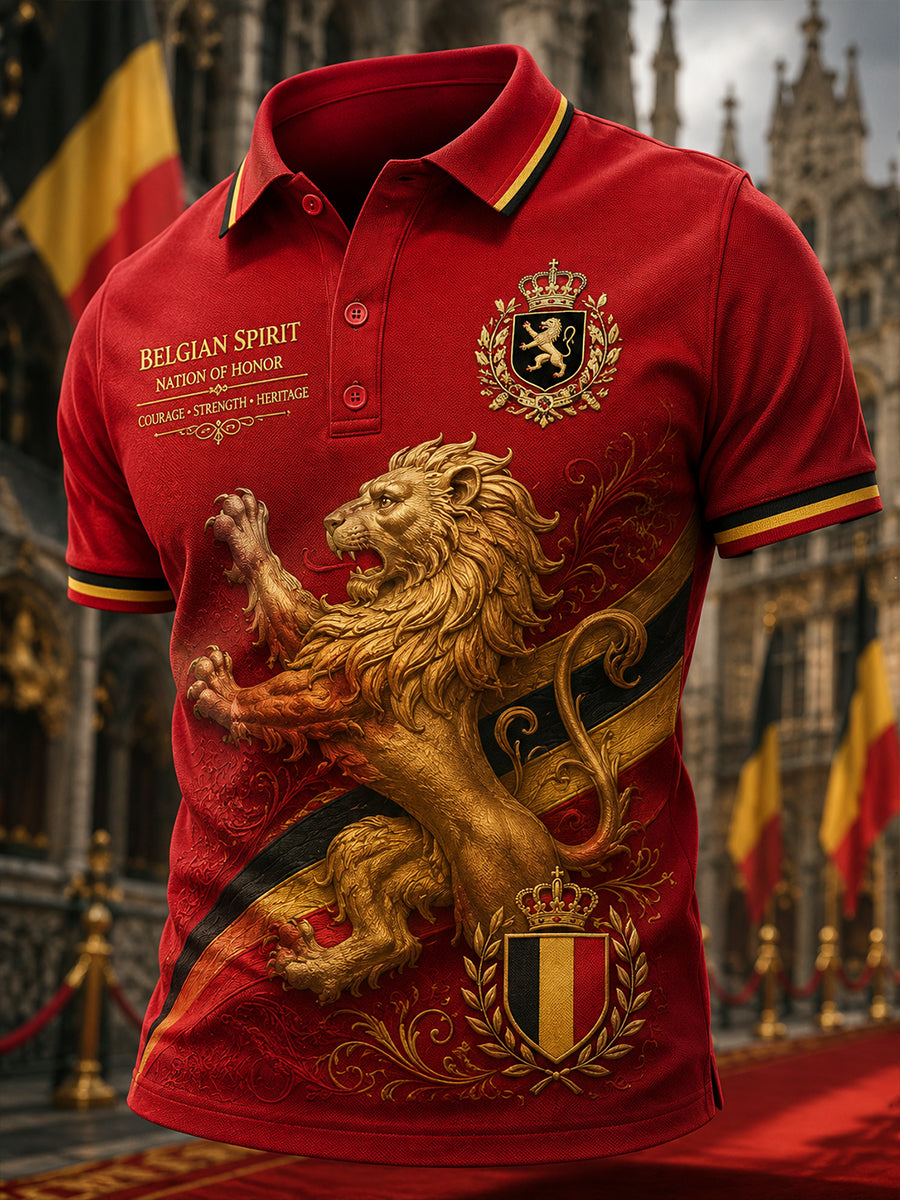 Polo à manches courtes pour homme avec imprimé patriotique commémoratif