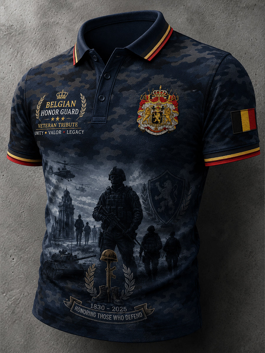 Polo à manches courtes pour homme avec imprimé camouflage de style militaire