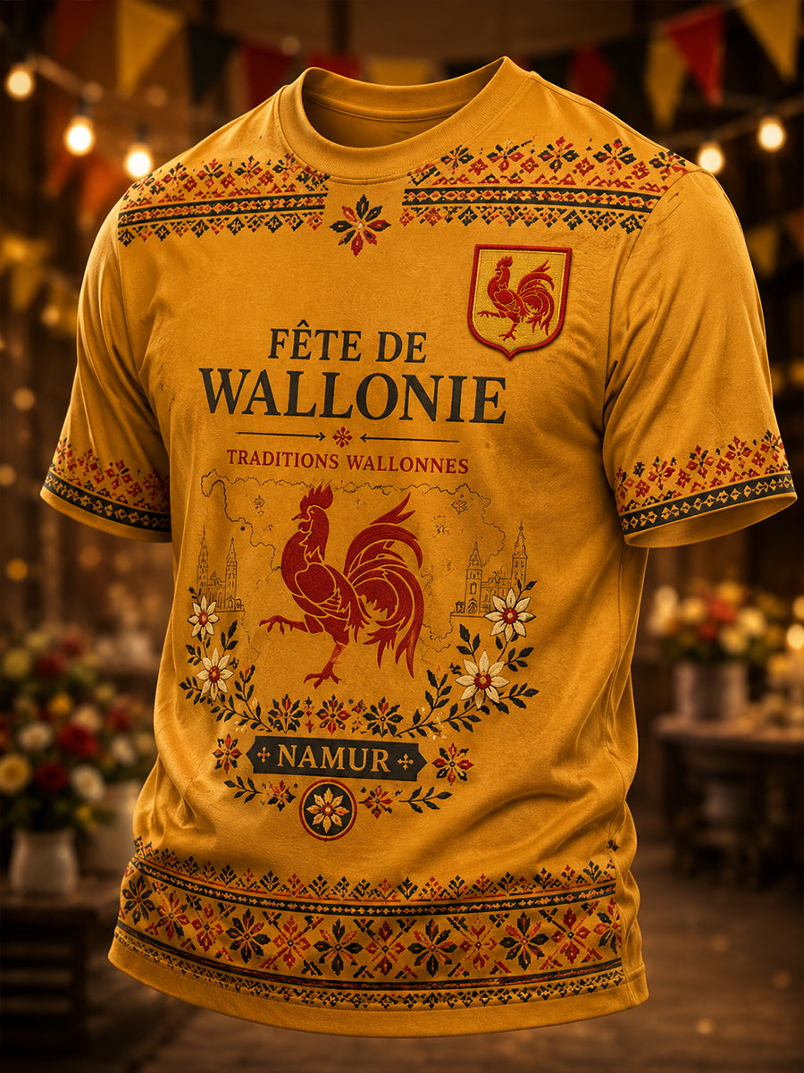 T-shirt homme à manches courtes au motif inspiré du festival folklorique wallon