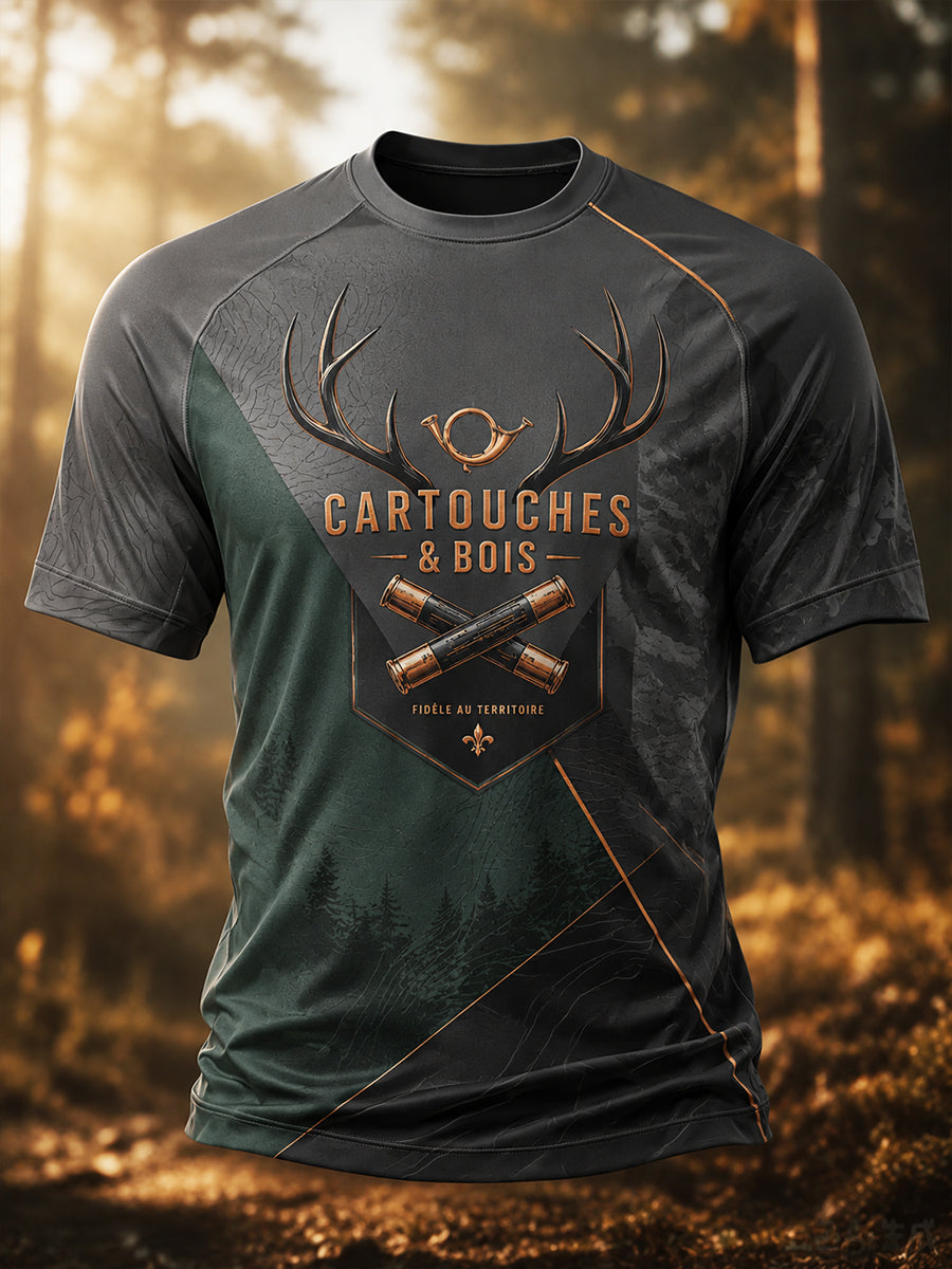 T-shirt à manches courtes pour la saison de chasse française, modèle homme