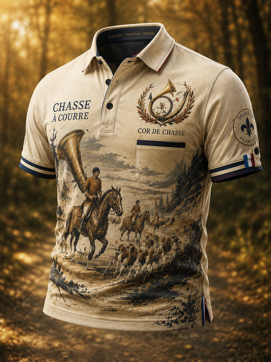 T-shirt à manches courtes pour la saison de chasse française, modèle homme