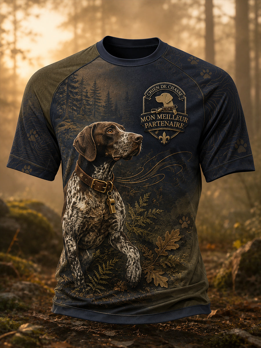 T-shirt à manches courtes pour la saison de chasse française, modèle homme