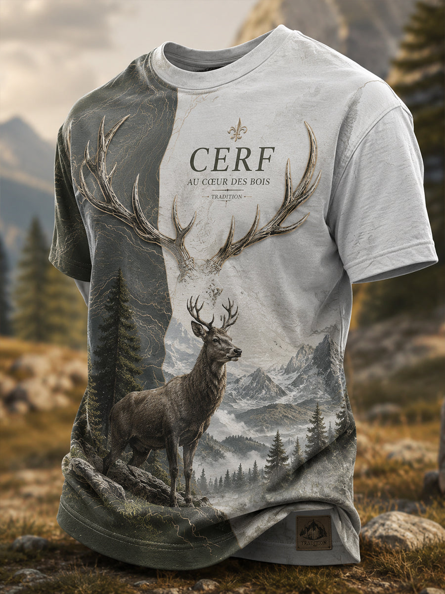 T-shirt à manches courtes pour la saison de chasse française, modèle homme