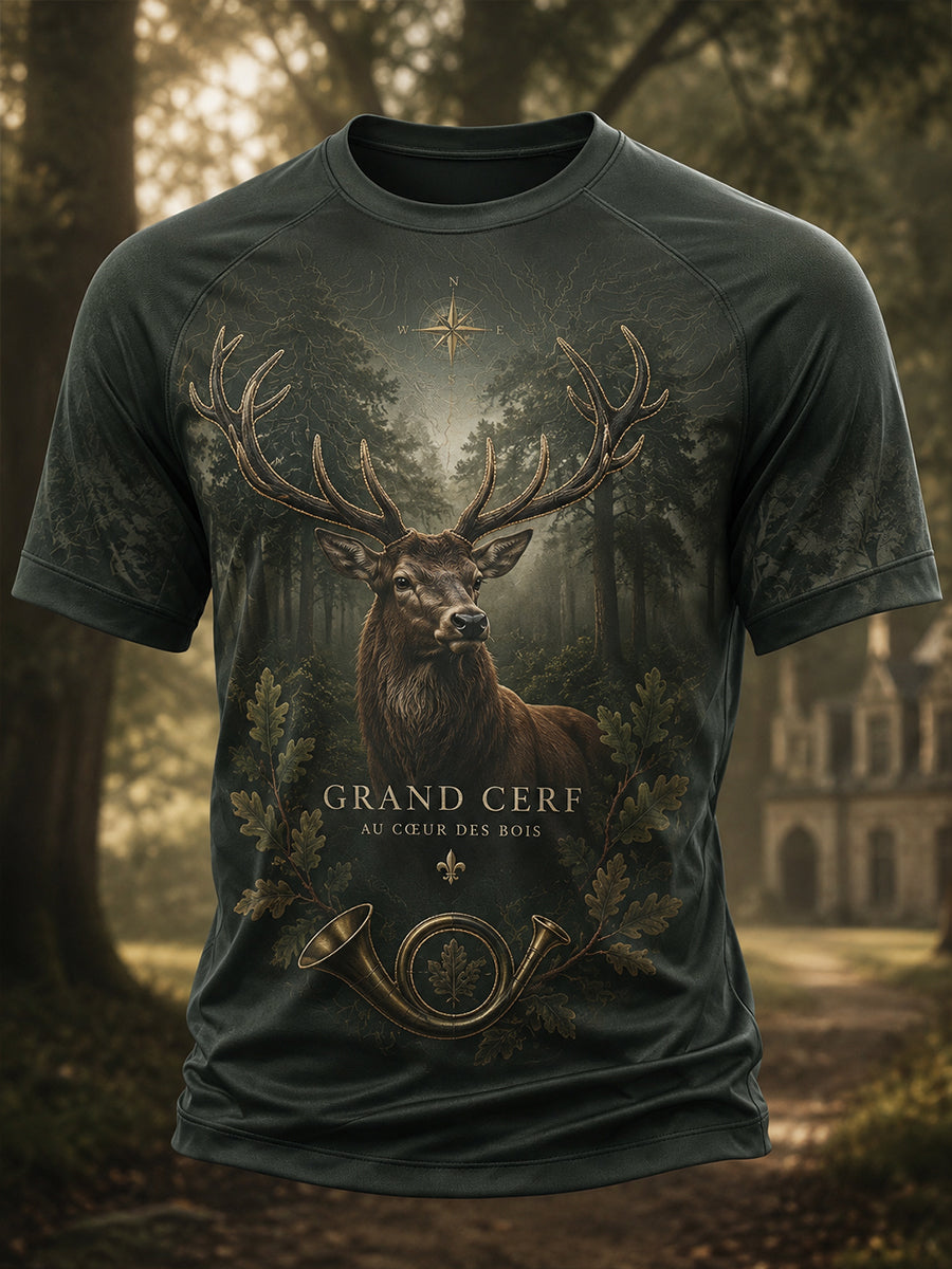 T-shirt à manches courtes pour la saison de chasse française, modèle homme
