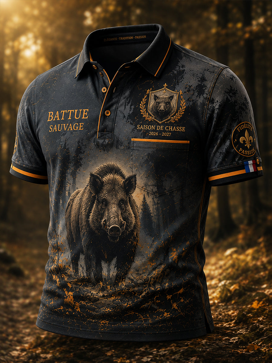 T-shirt à manches courtes pour la saison de chasse française, modèle homme