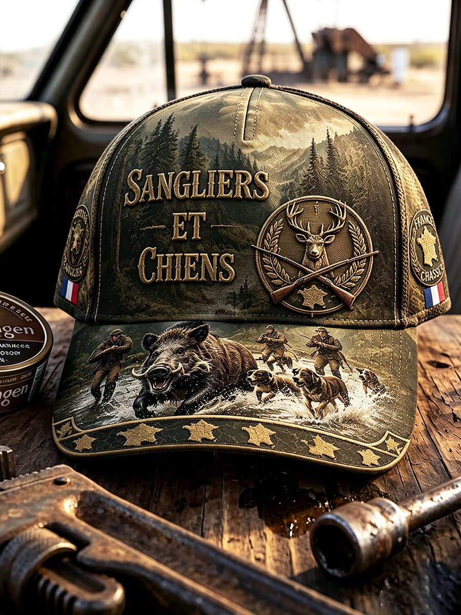Chapeau décontracté rétro à motif de saison de chasse française