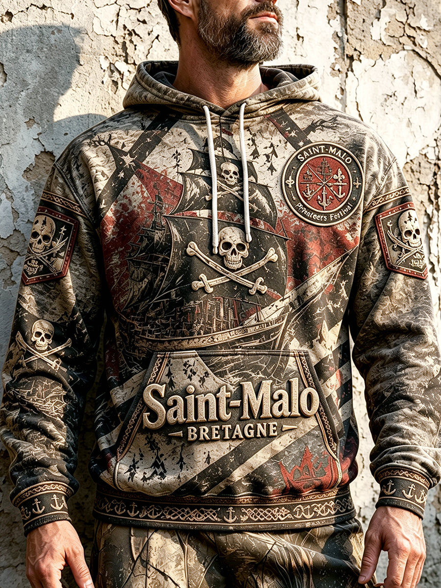Sweat à capuche rétro pour hommes, imprimé graffiti, Festival des de Saint-Malo