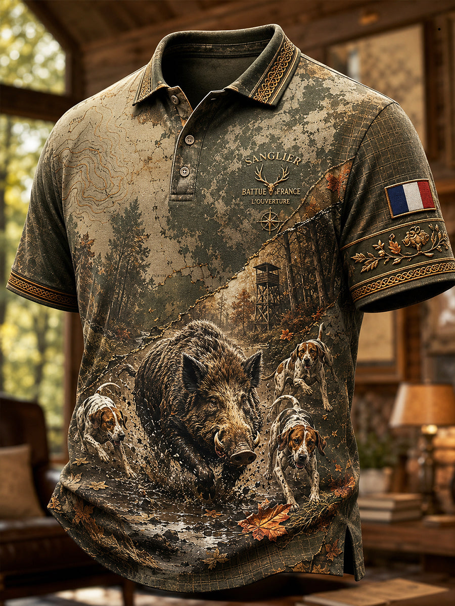 T-shirt manches courtes de chasse à la française pour homme