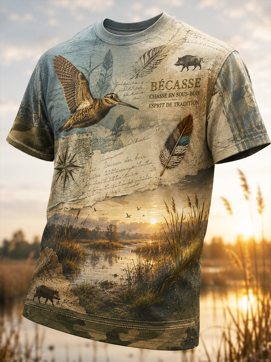 T-shirt manches courtes de chasse à la française pour homme